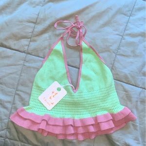 NWT Knit Halter Crop Tank